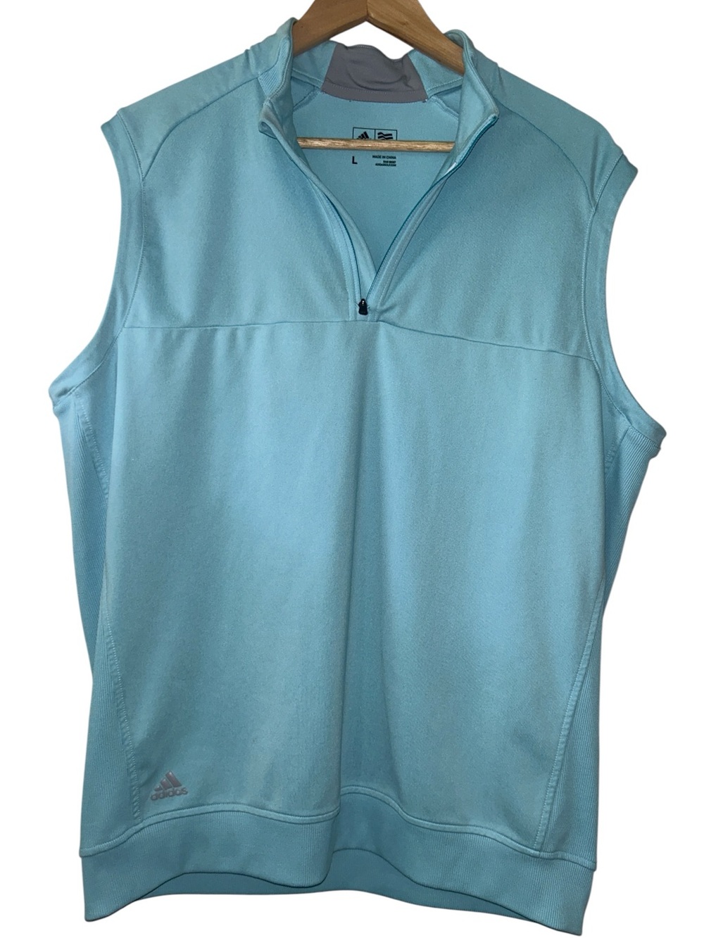 Adidas Men’s Classic Club 1/4 Zip Golf Vest Sky Blue Activewear Size Large